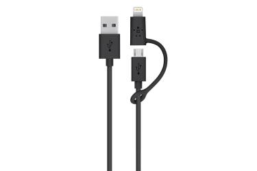 Кабель USB Melkin 2 в1 Micro + Lightning черный
