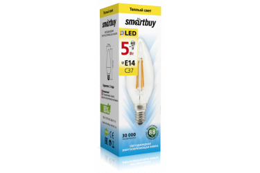 Светодиодная (LED) Лампа FIL (прозрачная) Smartbuy-C37-05W/3000/E14