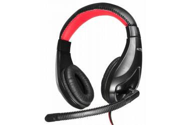 Наушники с микрофоном Оклик HS-L100 черный/красный 2м мониторные оголовье (NO-530)