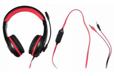 Наушники с микрофоном Оклик HS-L200 черный/красный 2м мониторные оголовье (Y-819)