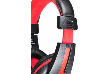 Наушники с микрофоном Оклик HS-L200 черный/красный 2м мониторные оголовье (Y-819)