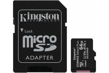 MicroSDXC флэш-накопитель 64GB Class 10 Kingston Canvas Select UHS-I (80/10MB/s) + adapter CN