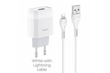 CЗУ Hoco C72A Glorious single port charger set + Lightning (белый)