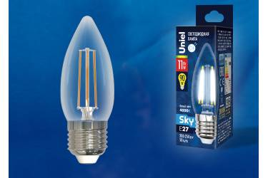 Светодиодная (LED) Лампа FIL (прозрачная) Uniel LED-C35-11W/4000K/E27/CL Sky свеча