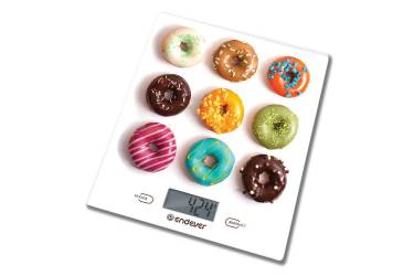 Весы кухонные электронные Endever Skyline KS-521, стекло, рисунок Пончики