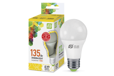Лампа светодиодная ASD LED-A60-standard 15Вт 160-260В Е27 3000К 1350Лм