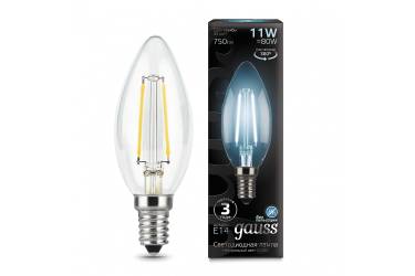 Лампа светодиодная GAUSS (FILAMENT) _C37_11W/4100K_E14 _свеча прозрачная