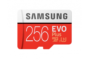 MicroSDXC флэш-накопитель 256GB SAMSUNG EVO PLUS Class 10, UHS-I, U3 (SD адаптер) 90MB/s,
