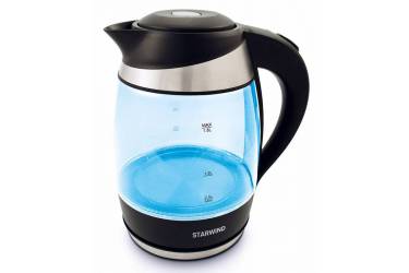 Чайник Starwind SKG2218 1.8л. 2200Вт голубой/черный (стекло) (плохая упаковка)