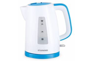 Чайник электрический Starwind SKP3541 1.7л. 2200Вт белый/голубой (корпус: пластик)