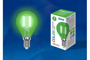 Лампа светодиодная UNIEL COLOR LED-G45-5W/GREEN/E14 GLA02GR зелёная