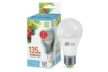 Лампа светодиодная ASD LED-A60-standard 15Вт 160-260В Е27 4000К 1350Лм