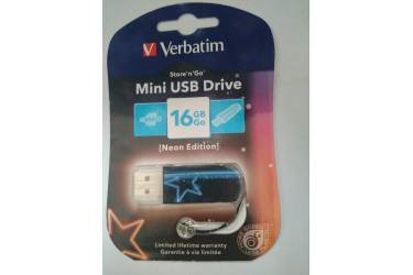 USB флэш-накопитель 16GB Verbatim Mini Neon Edition синий USB2.0