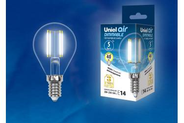 Светодиодная (LED) Лампа FIL (прозрачная) ДИММИР Uniel LED-G45-5W/NW/E14/CL/DIM Air шар