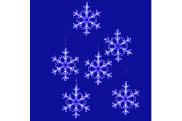 Занавес светодиодный фигурный "Снежинки" Uniel ULD-E1503-072/DTA BLUE IP20 SNOWFLAKES-3