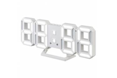 LED часы-будильник Perfeo "LUMINOUS 2", белый корпус / белая подсветка (PF-6111)