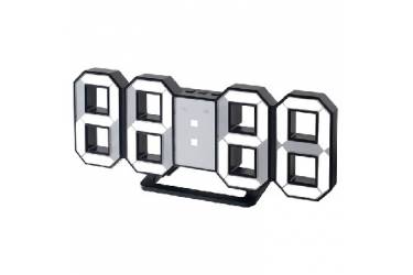 LED часы-будильник Perfeo "LUMINOUS", черный корпус / белая подсветка