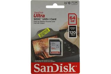 SDXC флэш-накопитель 64GB Class 10 SanDisk UHS-I Ultra 120MB/s