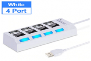 USB 2.0 хаб с выключателями, 4 порта, СуперЭконом, белый