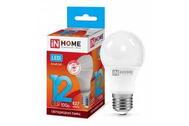 Лампа светодиодная IN HOME LED-A60-VC 12Вт 230В Е27 4000К 1080Лм 