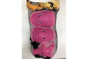 Комплект защиты - шлем + наколенники + перчатки (Розовый огонь)