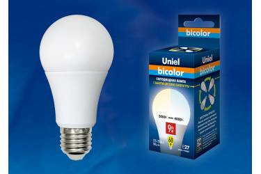 Лампа светодиодная Uniel LED-A60-9W/WW+NW/E27/FR PLB01WH двухцветная