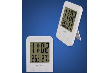 Часы-метеостанция Perfeo "Touch", белый, (PF-S681) время, температура, влажность