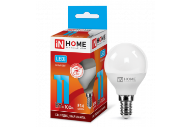 Лампа светодиодная IN HOME LED-ШАР-VC 11Вт 230В Е14 4000К 820Лм