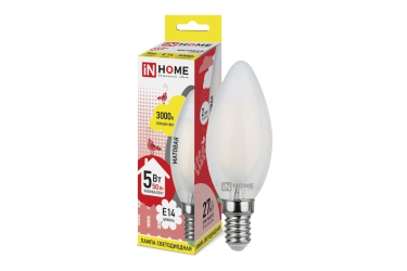 Лампа светодиодная ASD LED-СВЕЧА-deco 5Вт 230В Е14 3000К 450Лм матовая IN HOME