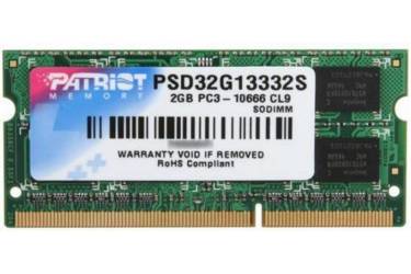 Память DDR3 2Gb 1333MHz Patriot PSD32G13332S RTL PC3-10600 SO-DIMM 240-pin