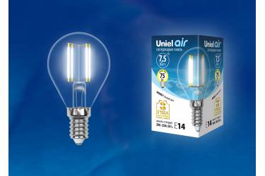 Светодиодная (LED) Лампа FIL (прозрачная) Uniel LED-G45-7,5W/NW/E14/CL Air шар прозр