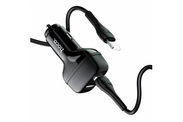 АЗУ Hoco Z36 Leader dual port car charger set + Lightning Black