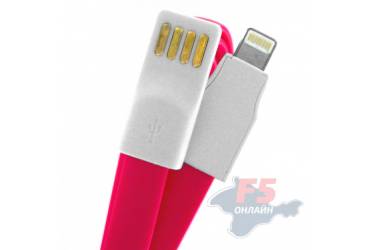 Кабель USB Krutoff для iPhone 5/5C/5S с магнитом (1m) розовый в коробке