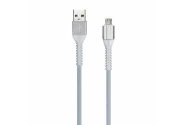 Кабель USB Smartbuy Micro кабель в TPE оплетке Flow 3D, 1м. мет.након., <2А, белый