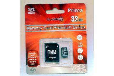Карта памяти Prima MicroSDHC 32GB Class 10+adapter
