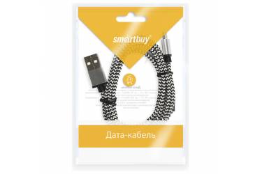 Кабель USB Smartbuy MicroUSB хлопок+металл. конн-р, длина 1 м, белый