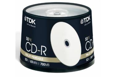 Диск CD-R TDK 700MB 52x CB/50 Printable