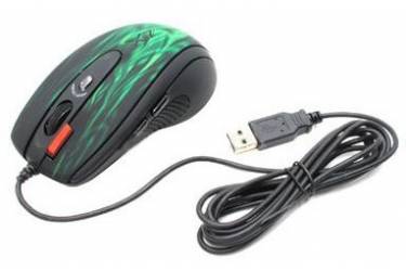 Мышь A4 XL-750BK зеленый/черный лазерная (3600dpi) USB2.0 игровая (6but)