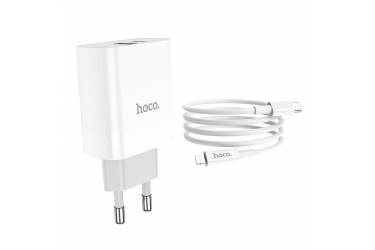 CЗУ Hoco C80A Rapido PD + QC3.0 charger set + Type-C to Lightning White