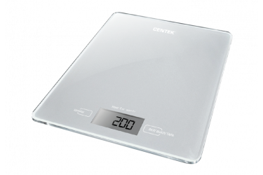 Весы кухонные электронные Centek CT-2462 (Серебристый) стеклянные, LCD, 190х200 мм, max 5кг, шаг 1г