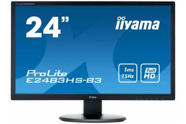 Монитор Iiyama 24" ProLite E2483HS-B3 черный TN+film LED 1ms 16:9 HDMI M/M матовая 1000:1 250cd 170гр/160гр 1920x1080 D-Sub DisplayPort FHD 3.4кг