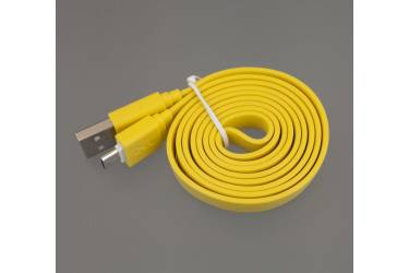 Кабель USB micro, плоский  жёлтый, 1м