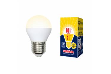 Лампа светодиодная Uniel Norma LED-G45-7W/WW/E27/FR/NR 3000K шар