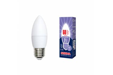 Лампа светодиодная Uniel Norma LED-C37-7W/DW/E27/FR/NR 6000K свеча