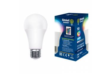 Лампа светодиодная Uniel LED-A60-10W/RGB/E27/REG PLS21WH RGB с ИК сенсором. пуль ДУ не в комплекте