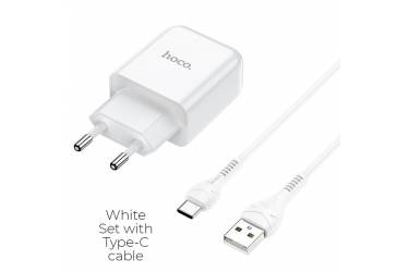 CЗУ Hoco N2 Vigour Single port charger Set + Type C White