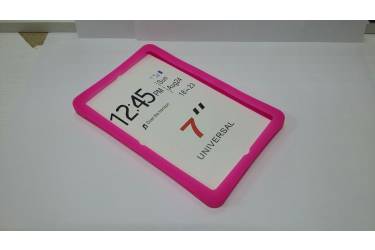 Универсальная силиконовая накладка на планшет 7 розовый с подставкой