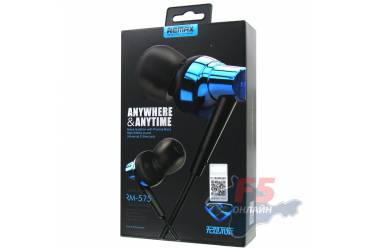 Наушники Remax RM-575 (blue) внутриканальные с микрофоном