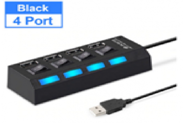 USB 2.0 хаб с выключателями, 4 порта, СуперЭконом, черный
