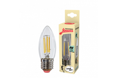 Светодиодная (LED) Лампа FIL (прозрачная) ЭКО_Экономка-C37-08W/4500/E27 _свеча